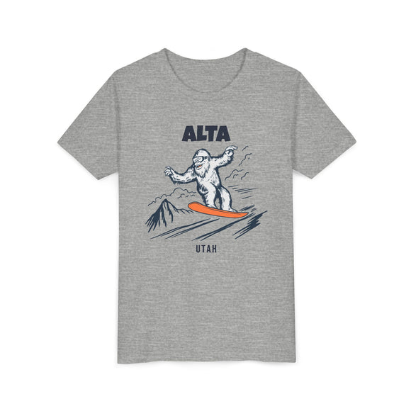 Alta, Utah Yeti Snowboard Youth Tee - Kids Skiing Shirt