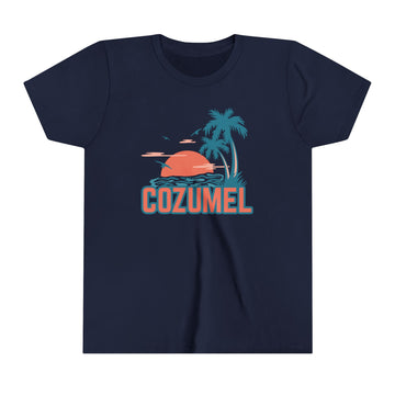 Buy navy Cozumel, Mexico Youth Shirt - Retro Palm Tree Cozumel Kid's T-Shirt