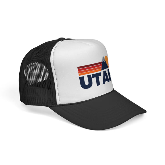 Utah Retro Mountains Trucker Hat - Vintage Style Utah Cap