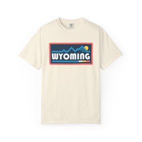 Wyoming Graphic Tee, Comfort Colors Retro Mountain Unisex T shirt