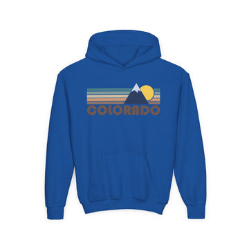 Buy royal Colorado Youth Hoodie - Retro Mountain Colorado Youth Sweatshirt