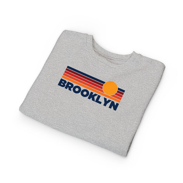 Brooklyn, New York Toddler Sweatshirt - Retro Sun Brooklyn Toddler Crewneck Sweatshirt