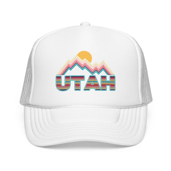 Utah Retro Mountain Trucker Hat — Vintage Scenic Foam Trucker