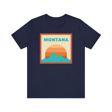 Buy navy Retro Montana T-Shirt, Mountain Sun Tee, Unisex Graphic Shirt, Vintage Montana Top, Outdoor Adventure Clothing