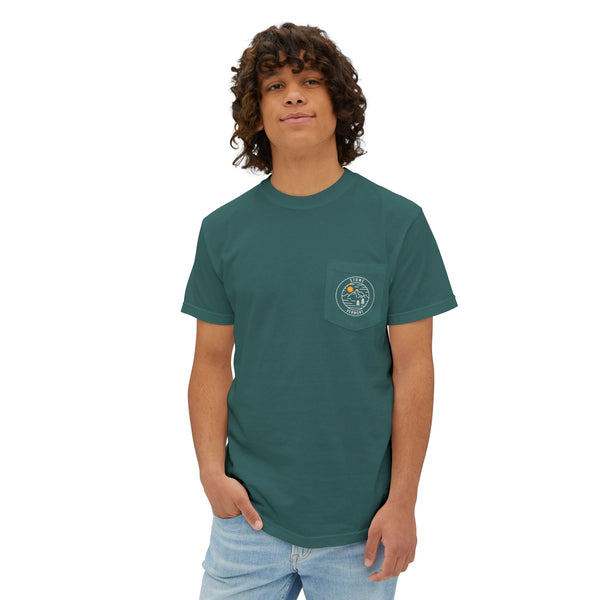 Stowe, Vermont Pocket Tee Shirt, Garment-Dyed Shirt, Mountain Graphic Tee, Comfort Colors