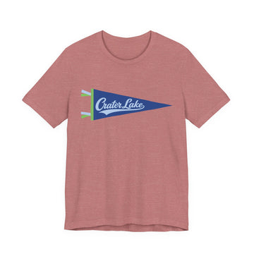 Buy heather-mauve Crater Lake National Park Pennant T-Shirt — Vintage Camp Flag Tee