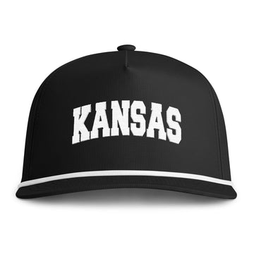 Buy black Kansas Embroidered Rope Hat - Vintage Sunwashed Rope Cap, Comfort Colors