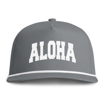 Buy granite Aloha Embroidered Rope Hat - Vintage Sunwashed Rope Cap, Comfort Colors