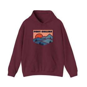 Buy maroon Fort Collins, Colorado Hoodie - Unisex Mountain Fort Collins Hoodie Graphic Sweatshirt