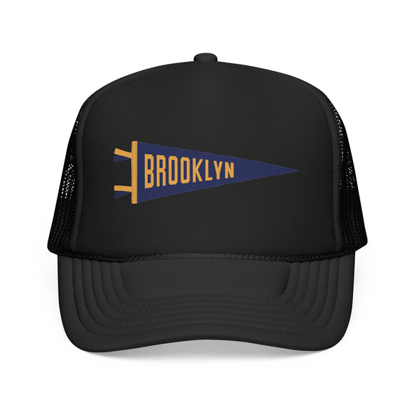 Brooklyn, New York Pennant Trucker Hat — Retro Flag Foam Cap