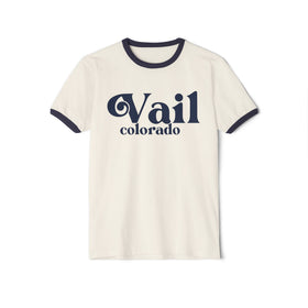Vail, Colorado Cotton Ringer Graphic Tee - Unisex Vail T Shirt, Vintage Style Tee, Men's/Women's Tee