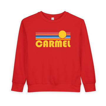 Buy red Carmel By The Sea, California Toddler Sweatshirt - Retro Sun Carmel By The Sea Toddler Crewneck Sweatshirt
