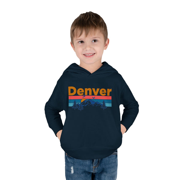 Denver Toddler Hoodie - Retro Mountain Sun Unisex Denver Toddler Sweatshirt