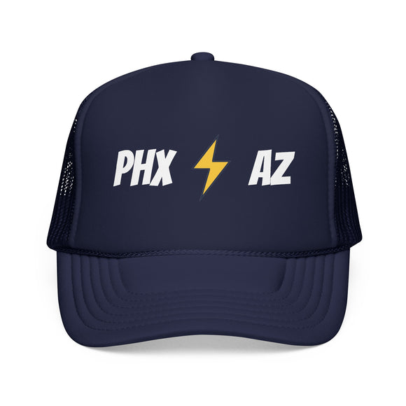 Phoenix, Arizona Retro Trucker Hat - Lightning Foam Cap - Lightning Black