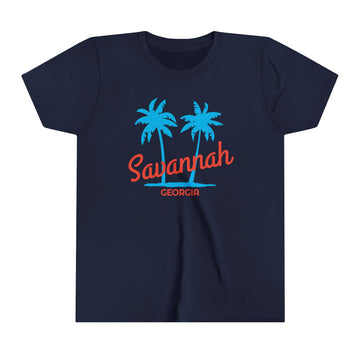 Savannah, Georgia Youth Shirt - Retro Palm Tree Savannah Kid's T-Shirt