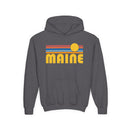 Maine Youth Hoodie - Retro Sun Maine Youth Sweatshirt-5