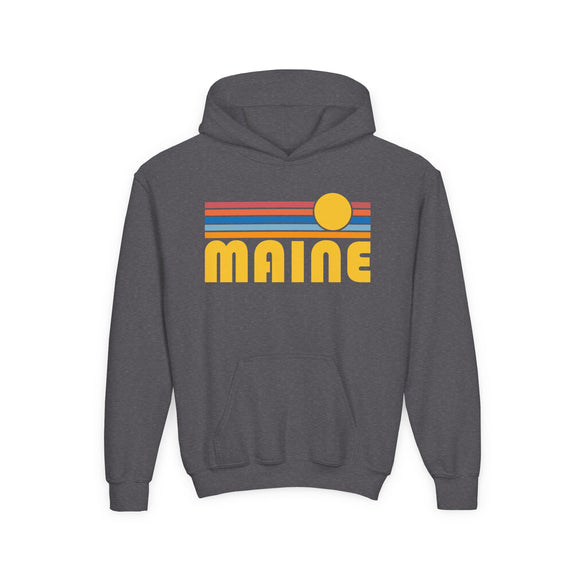 Maine Youth Hoodie - Retro Sun Maine Youth Sweatshirt