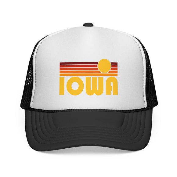 Iowa Retro Sun Trucker Hat - Vintage Style Iowa Cap