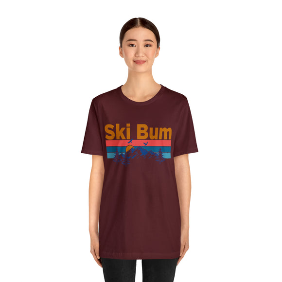 Ski Bum T-Shirt - Mountain Sunset Unisex Ski Bum Shirt
