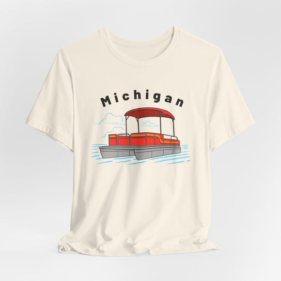 Michigan T Shirt - Retro Pontoon Boat Michigan Tee