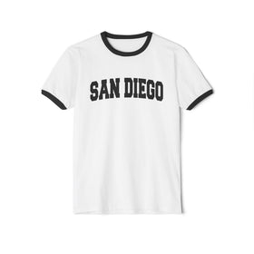 Buy white-black San Diego, California Cotton Ringer Graphic Tee - Unisex San Diego T Shirt, Vintage Style Tee, Men's/Women's Tee