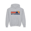 Wyoming Youth Hoodie Retro Mountain, Kids Pullover, Vintage Style Wyoming Sweatshirt-2