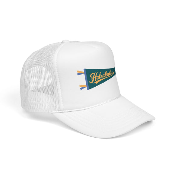 Haleakala National Park Pennant Trucker Hat — Vintage Foam Mesh Cap