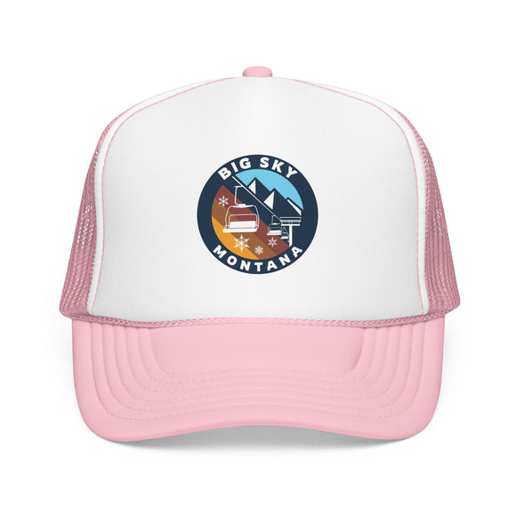 Big Sky, Montana Retro Ski Lift Mountain Foam Trucker Hat