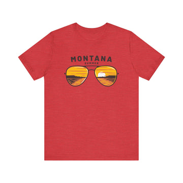 Buy heather-red Montana T Shirt - Sunglasses Lake Graphic Montana Tee