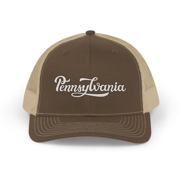 Buy brown-khaki Pennsylvania Snapback Trucker Cap - Embroidered Pennsylvania Hat