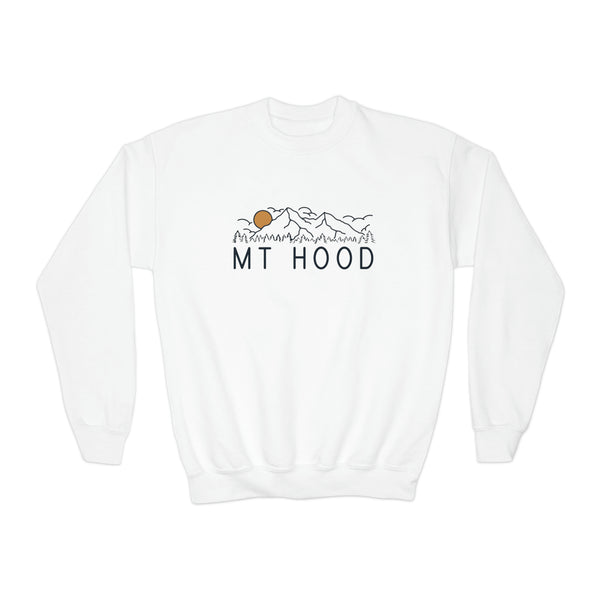 Mt Hood, Oregon Youth Sweatshirt - Unisex Kid's Mt Hood Crewneck Sweatshirt