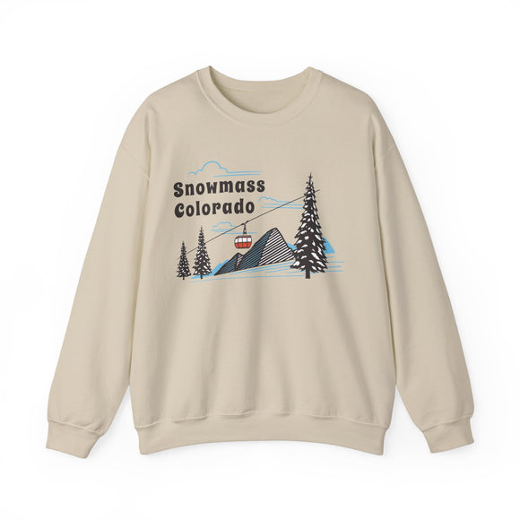 Snowmass, Colorado Sweatshirt - Unisex Retro Ski Mountain Gondola Snowmass Sweatshirt