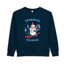 Snowmass, Colorado Toddler Sweatshirt - Skiing Snowman Snowmass Toddler Crewneck Sweatshirt-3