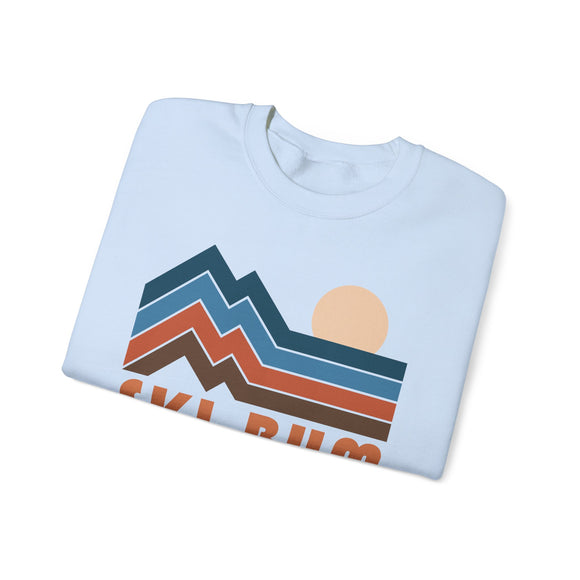 Ski Bum Sweatshirt Retro Mountains, Ski Bum Unisex Graphic Crewneck