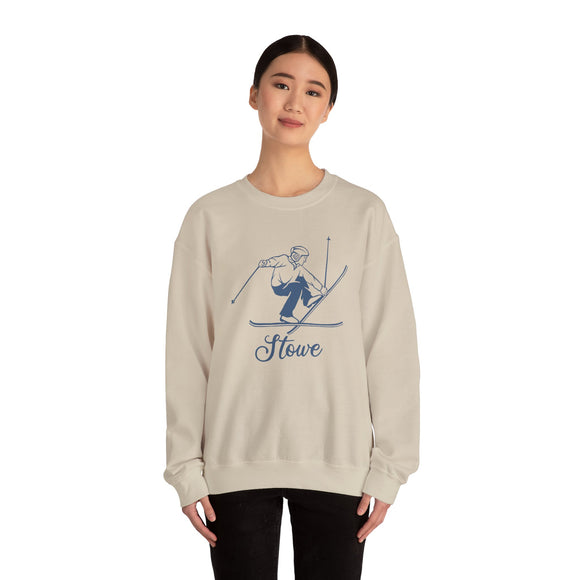Stowe, Vermont Sweatshirt - Vintage Skiing Graphic Crewneck