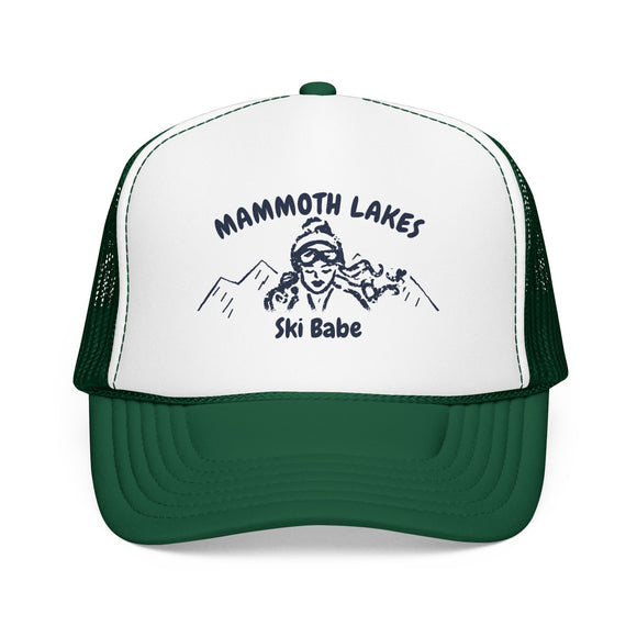 Mammoth Lakes, California Ski Babe Trucker Hat — Foam Mesh Cap
