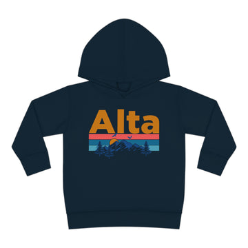 Buy navy Alta Toddler Hoodie - Retro Mountain Sun Unisex Alta Toddler Sweatshirt