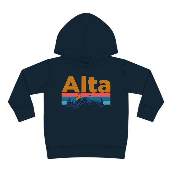 Alta Toddler Hoodie - Retro Mountain Sun Unisex Alta Toddler Sweatshirt