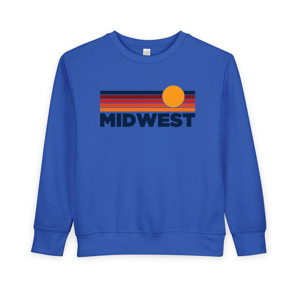 Midwest Toddler Sweatshirt - Retro Sun Midwest Toddler Crewneck Sweatshirt