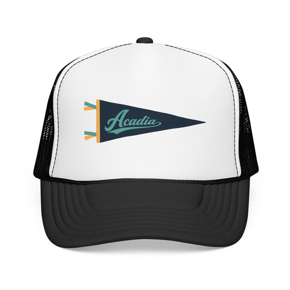 Acadia National Park Pennant Trucker Hat — Vintage Foam Mesh Cap