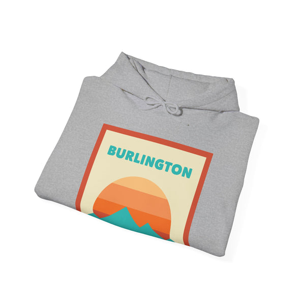 Burlington, Vermont Mountain Sun Hoodie - Unisex Hooded Sweatshirt, Travel Sweatshirt, Sunset