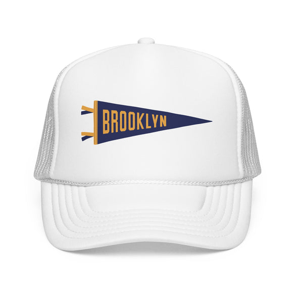 Brooklyn, New York Pennant Trucker Hat — Retro Flag Foam Cap