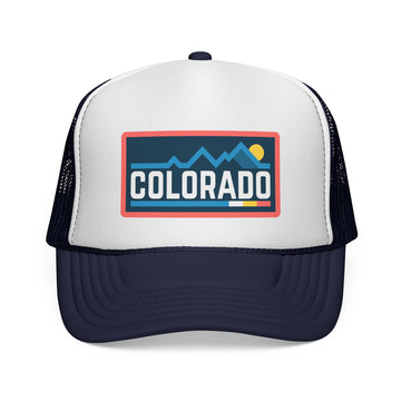 Buy dark-navy Colorado Retro Mountains Trucker Hat - Vintage Style Colorado Cap