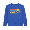 Cardif, California Toddler Sweatshirt - Retro Sun Cardif Toddler Crewneck Sweatshirt