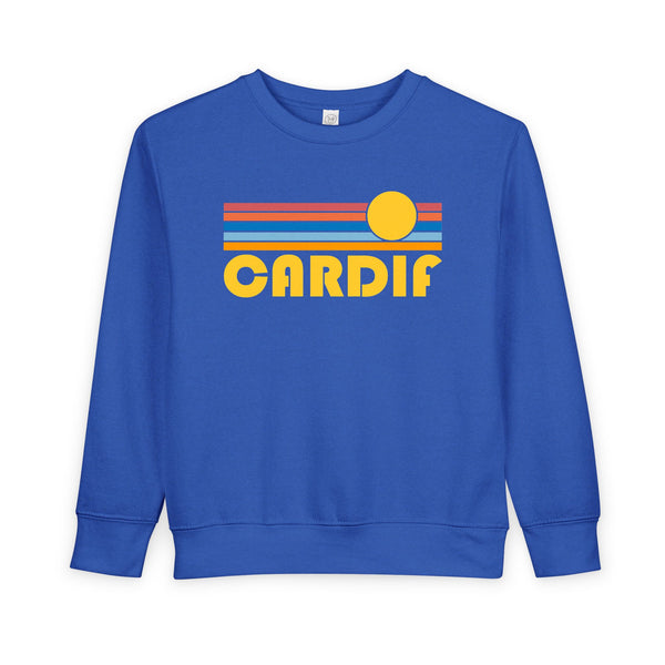 Cardif, California Toddler Sweatshirt - Retro Sun Cardif Toddler Crewneck Sweatshirt