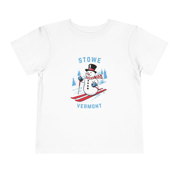 Stowe, Vermont Toddler Skiing Snowman Graphic Tee - Kids Stowe Shirt