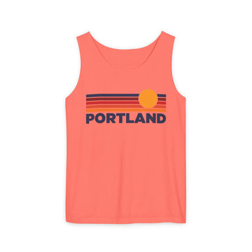 Portland, Oregon Retro Sunstripe Tank Top | Comfort Colors - 100% Cotton