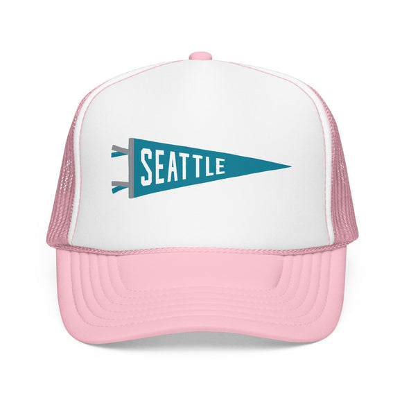 Seattle, Washington Pennant Trucker Hat — Retro Flag Foam Cap