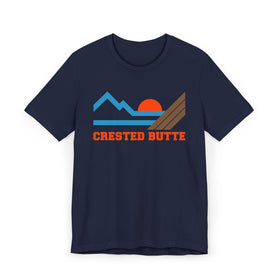 Buy navy Crested Butte, Colorado Retro Mountains Sunset T-Shirt | Vintage Crested Butte Tee