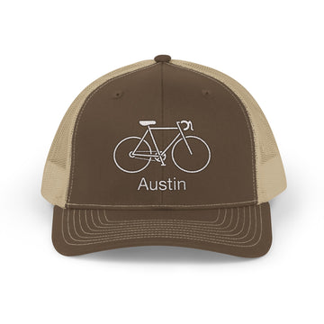 Buy brown-khaki Austin, Texas Snapback Trucker Cap - Embroidered Austin Hat
